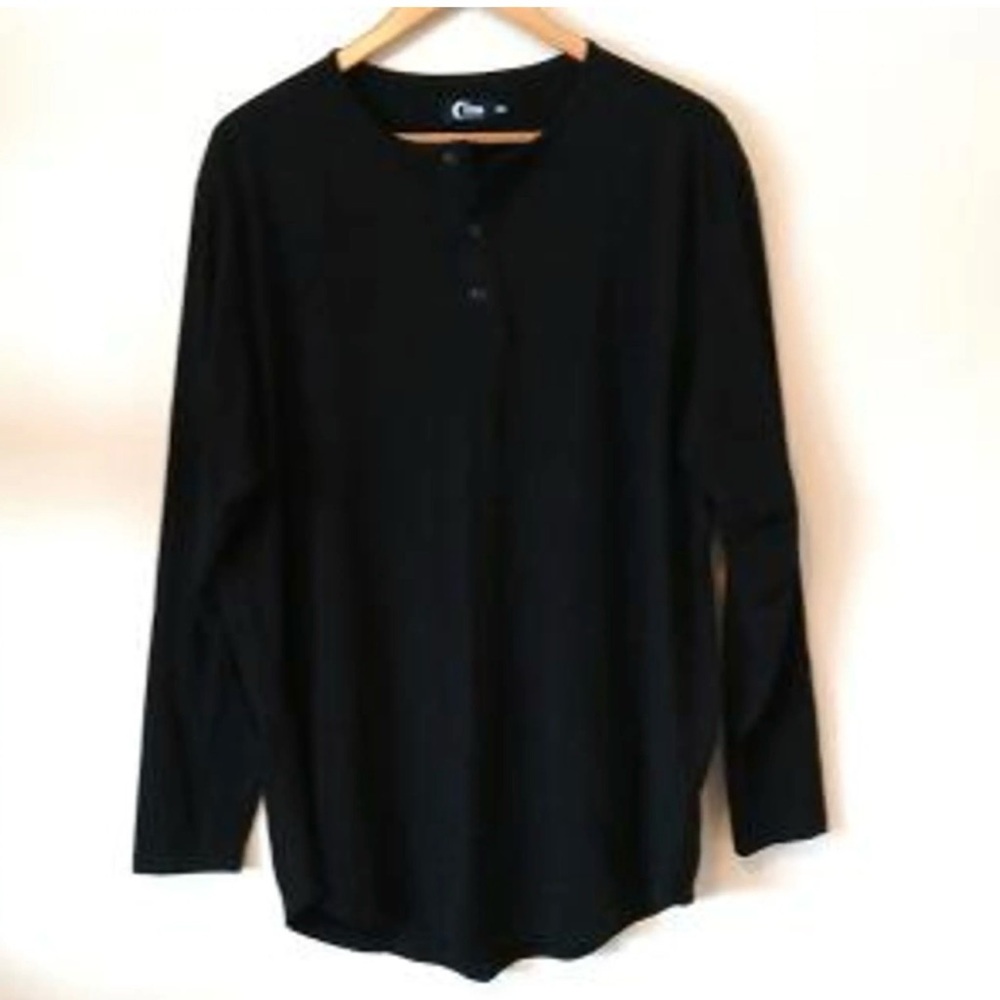 Zyia Active Men’s Black Long Sleeve Henley Size 3XL